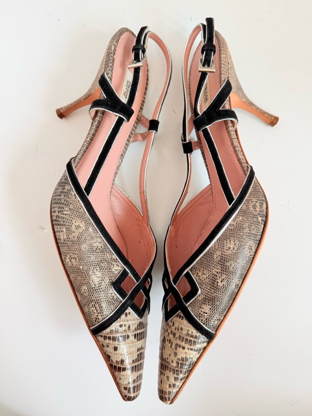 Vintage Prada Snakeskin Suede leather trim Slingback pointed toe Heels EU 40.5 - Picture 4 of 10
